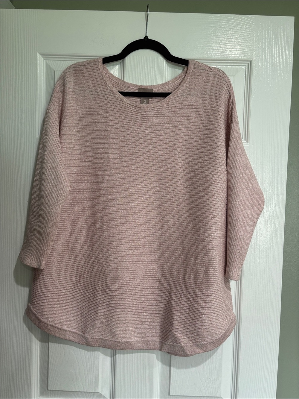 2/$22  Chico's Soft Blush Ribbed Crew Neck Sweater